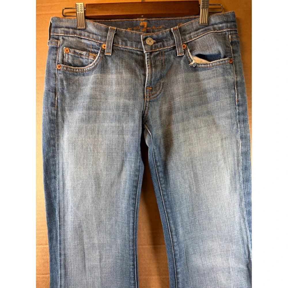 7 For All Mankind Flare Jeans Womens 29 Blue Low Rise Stretch Denim U076055U
